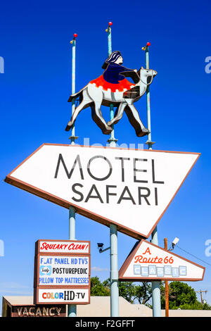 Motel Safari sign on Route 66 in Tucumcari New Mexico Stock Photo