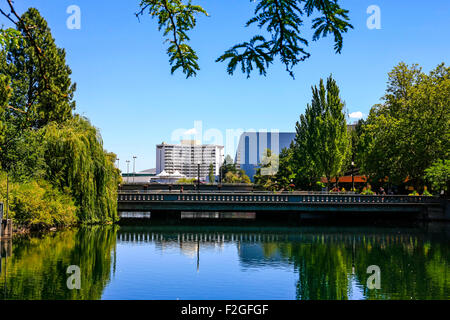 Riverfront Park and a view of the City of Spokane in Washington State Stock Photo