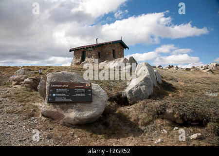 Seaman's Hut is an alpine hut and memorial located in Kosciuszko National Park New South Wales, Australia. Stock Photo