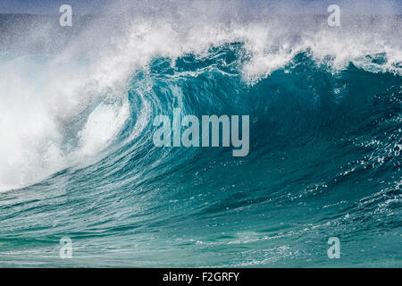 Big Ocean wave on the north shore of Oahu Hawaii Stock Photo