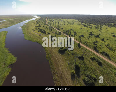 Aerial shot of river in Namibia, Africa Stock Photo