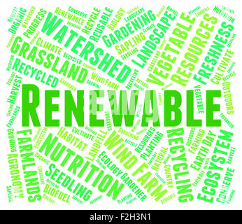 Renewable Word Representing Earth Friendly And Words Stock Photo