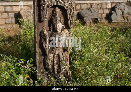 Sculpture near the Hoysaleswara temple ( India) Stock Photo