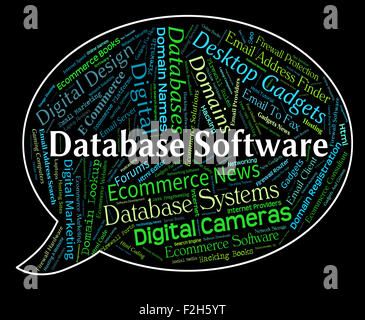 Database Software Indicating Shareware Softwares And Programming Stock Photo