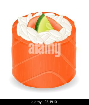 sushi rolls in red fish vector illustration isolated on white background Stock Vector