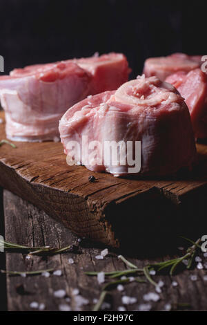 A Chef Slicing Big Piece Of Pork Meat On Wooden Cutting Board Stock Photo -  Download Image Now - iStock