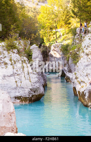 View of Slovenian Soca river in the summer Stock Photo