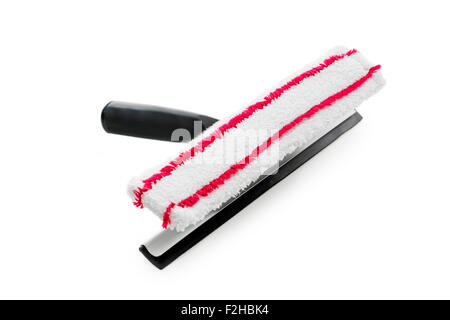 Window Cleaning utensil with cloth and squeegee isolated on white background Stock Photo