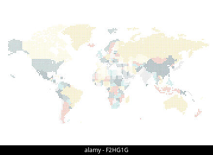 Dotted World map of square dots on dark background Stock Photo - Alamy