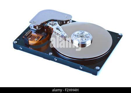 hard disk open isolated on white background Stock Photo