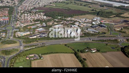 aerial view of Thorpe Park Business Park, east of Leeds, West Yorkshire, UK Stock Photo