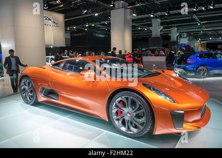 Frankfurt international motor show (IAA) 2015.  Jaguar C-X75 concept vehicle form the SPECTRE new James Bond movie Stock Photo