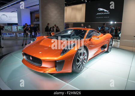 Frankfurt international motor show (IAA) 2015.  Jaguar C-X75 concept vehicle form the SPECTRE new James Bond movie Stock Photo