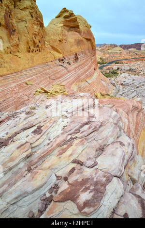 Colorful sandstone is everywhere in Valley of Fire State Park northeast of Las Vegas in Southeastern Nevada Stock Photo