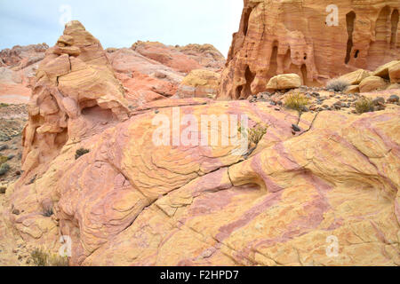 Colorful sandstone is everywhere in Valley of Fire State Park northeast of Las Vegas in Southeastern Nevada Stock Photo