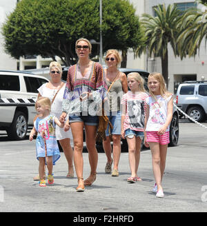 Alex Gerrard takes her three daughters, mother and mother-in-law for a walk through Santa Monica Park  Featuring: Alex Gerrard family, Alex Gerrard, Lourdes Gerrard, Lilly-Ella Gerrard, Lexie Gerrard, Julie Gerrard, Kim Curran Where: Los Angeles, California, United States When: 19 Jul 2015 Stock Photo