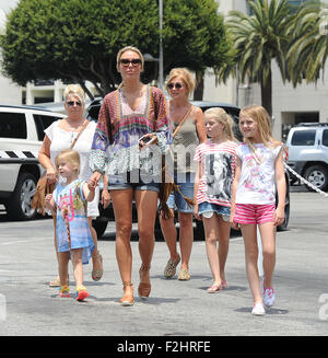 Alex Gerrard takes her three daughters, mother and mother-in-law for a walk through Santa Monica Park  Featuring: Alex Gerrard family, Alex Gerrard, Lourdes Gerrard, Lilly-Ella Gerrard, Lexie Gerrard, Julie Gerrard, Kim Curran Where: Los Angeles, California, United States When: 19 Jul 2015 Stock Photo