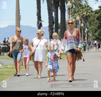 Alex Gerrard takes her three daughters, mother and mother-in-law for a walk through Santa Monica Park  Featuring: Alex Gerrard family, Alex Gerrard, Lourdes Gerrard, Lilly-Ella Gerrard, Lexie Gerrard, Julie Gerrard, Kim Curran Where: Los Angeles, California, United States When: 19 Jul 2015 Stock Photo