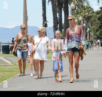 Alex Gerrard takes her three daughters, mother and mother-in-law for a walk through Santa Monica Park  Featuring: Alex Gerrard family, Alex Gerrard, Lourdes Gerrard, Lilly-Ella Gerrard, Lexie Gerrard, Julie Gerrard, Kim Curran Where: Los Angeles, California, United States When: 19 Jul 2015 Stock Photo