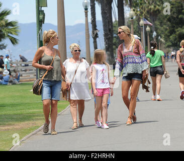 Alex Gerrard takes her three daughters, mother and mother-in-law for a walk through Santa Monica Park  Featuring: Alex Gerrard family, Alex Gerrard, Lourdes Gerrard, Lilly-Ella Gerrard, Lexie Gerrard, Julie Gerrard, Kim Curran Where: Los Angeles, California, United States When: 19 Jul 2015 Stock Photo