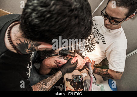 Turin, Italy. 19th September, 2015. Italian Tattoo Artists 2015 -Tatto Artist Credit:  Realy Easy Star/Alamy Live News Stock Photo