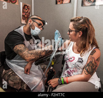 Turin, Italy. 19th September, 2015. Italian Tattoo Artists 2015 -Tattoo artist Credit:  Realy Easy Star/Alamy Live News Stock Photo