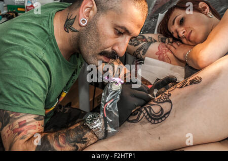 Turin, Italy. 19th September, 2015. Italian Tattoo Artists 2015 - tattoo artist Credit:  Realy Easy Star/Alamy Live News Stock Photo