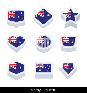 australia flags icons and button set nine styles Stock Vector