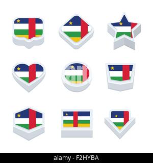 central african republic flags icons and button set nine styles Stock Vector