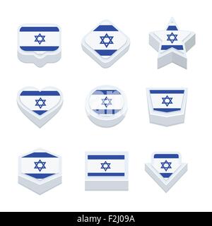 israel flags icons and button set nine styles Stock Vector