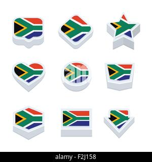 south africa flags icons and button set nine styles Stock Vector