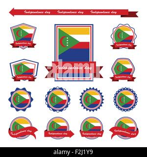 comoros independence day flags infographic design Stock Vector