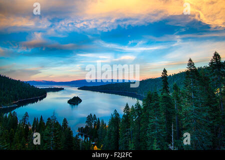 High angle view of a lake, Lake Tahoe, Sierra Nevada, California, USA Stock Photo
