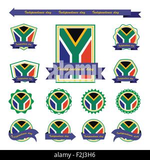 south africa independence day flags infographic design Stock Vector