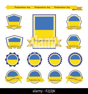 ukraine independence day flags infographic design Stock Vector