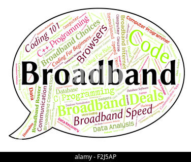 Broadband Word Showing World Wide Web And Global Communications Stock Photo