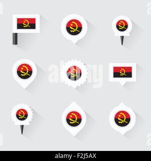 Angola flag and pins for infographic, and map design Stock Vector