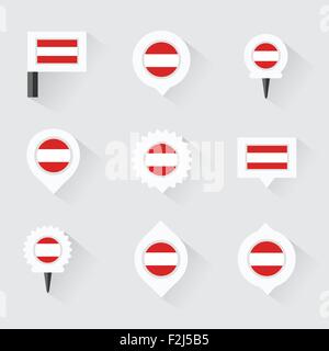 austria flag and pins for infographic, and map design Stock Vector