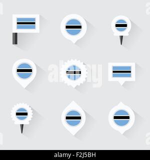 botswana flag and pins for infographic, and map design Stock Vector
