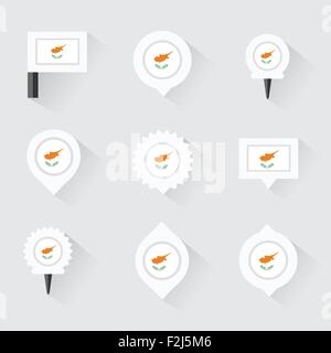 Cyprus flag and pins for infographic, and map design Stock Vector