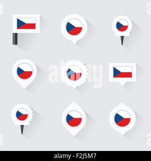 czech republic  flag and pins for infographic, and map design Stock Vector