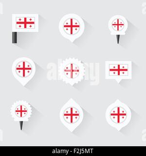 georgia flag and pins for infographic, and map design Stock Vector