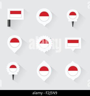 indonesia flag and pins for infographic, and map design Stock Vector
