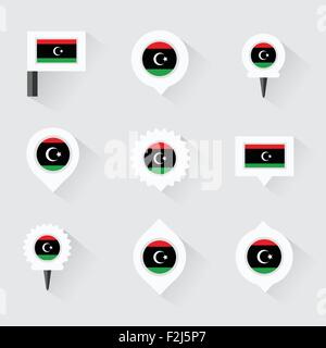 libya flag and pins for infographic, and map design Stock Vector