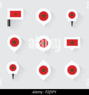 morocco flag and pins for infographic, and map design Stock Vector