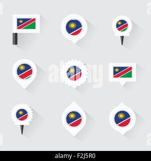 Namibia flag and pins for infographic, and map design Stock Vector