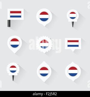 netherlands flag and pins for infographic, and map design Stock Vector