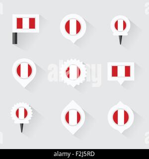 peru  flag and pins for infographic, and map design Stock Vector