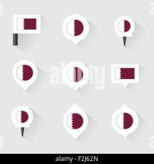 qatar flag and pins for infographic, and map design Stock Vector