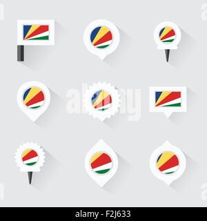 seychelles flag and pins for infographic, and map design Stock Vector